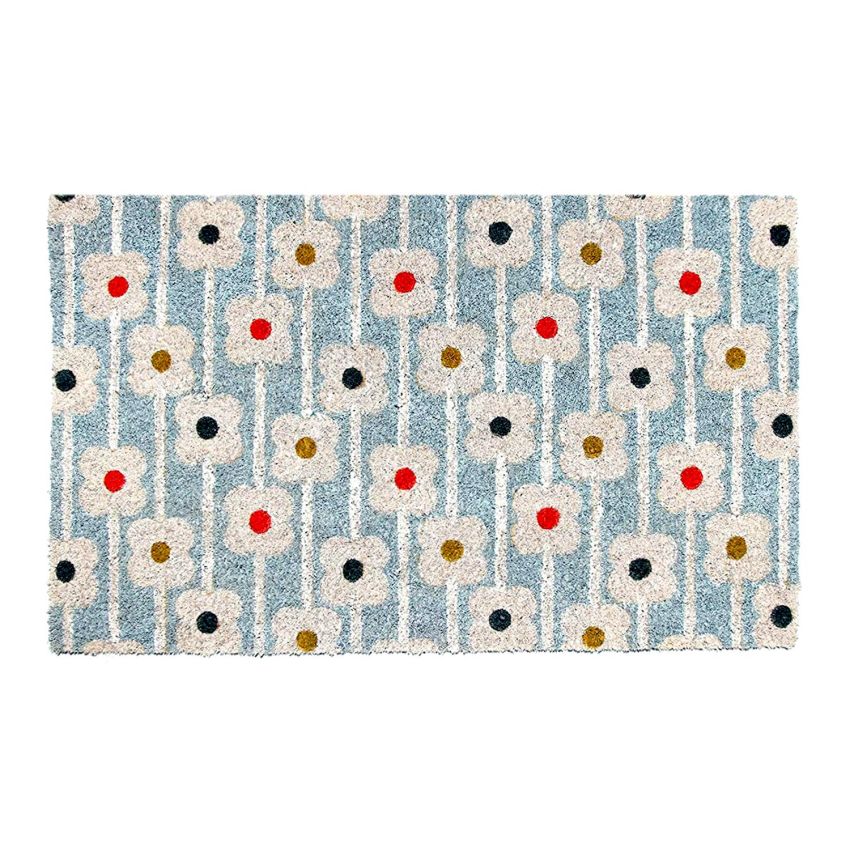 Onlymat Natural Coir Doormat with Floral Printed, Floor Rug, Long Lating,Anti-Slip PVC Back for Indoor, Outdoor, Patio, Home and Office - Large and Thick Entryway Rug, Brown (75 x 45 x 1.5cm)