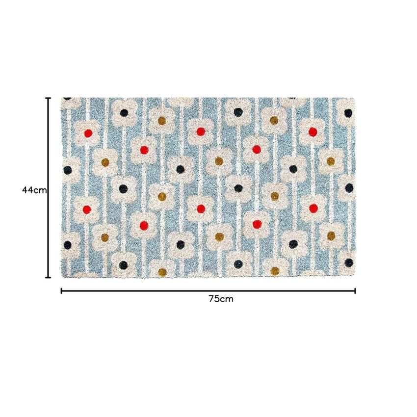 Onlymat Natural Coir Doormat with Floral Printed, Floor Rug, Long Lating,Anti-Slip PVC Back for Indoor, Outdoor, Patio, Home and Office - Large and Thick Entryway Rug, Brown (75 x 45 x 1.5cm)