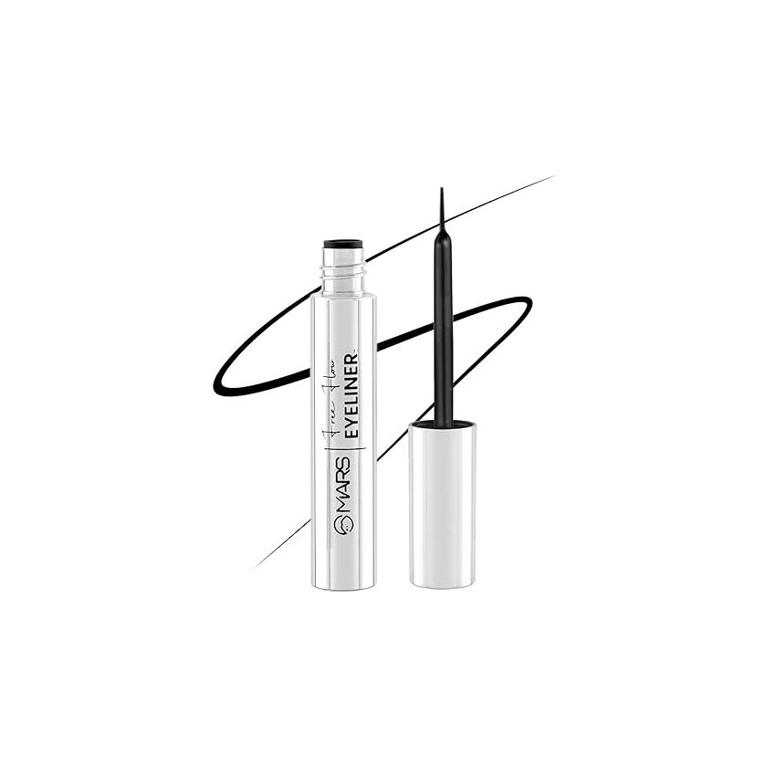 MARS Free Flow Eyeliner with Demi Matte Finish | Long Lasting, Smudgeproof & Easy Glide Formula | (6 ml)