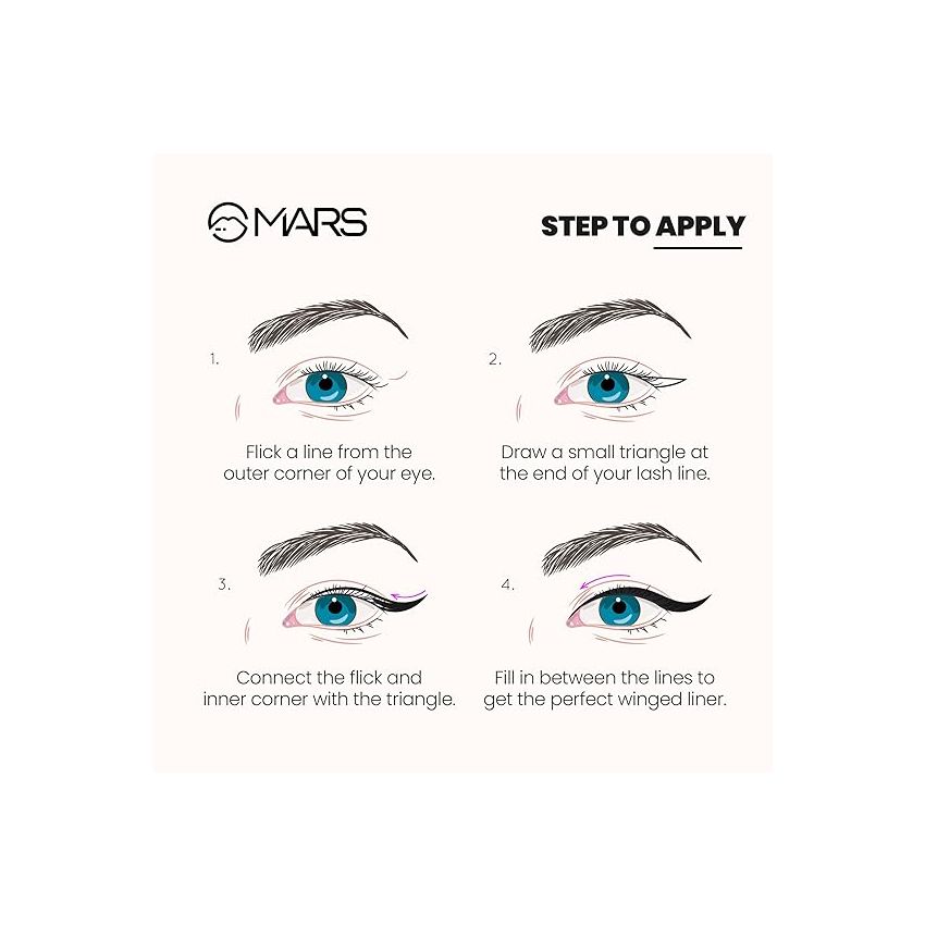 MARS Free Flow Eyeliner with Demi Matte Finish | Long Lasting, Smudgeproof & Easy Glide Formula | (6 ml)