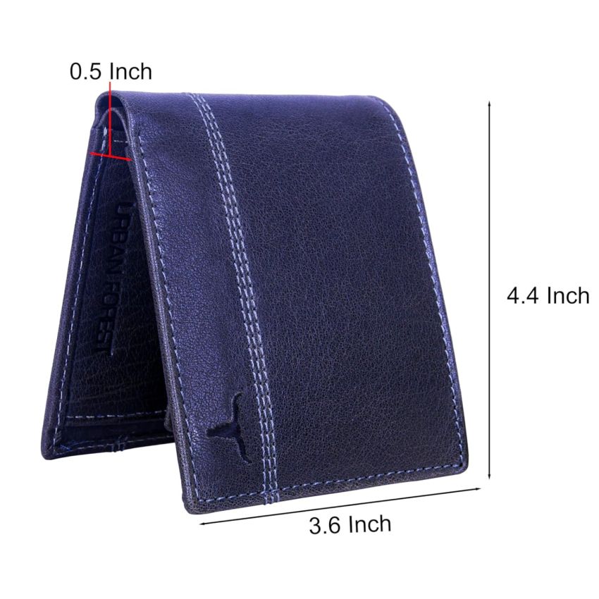 URBAN FOREST Oliver Blue Leather Wallet for Men, 6 Card Slot