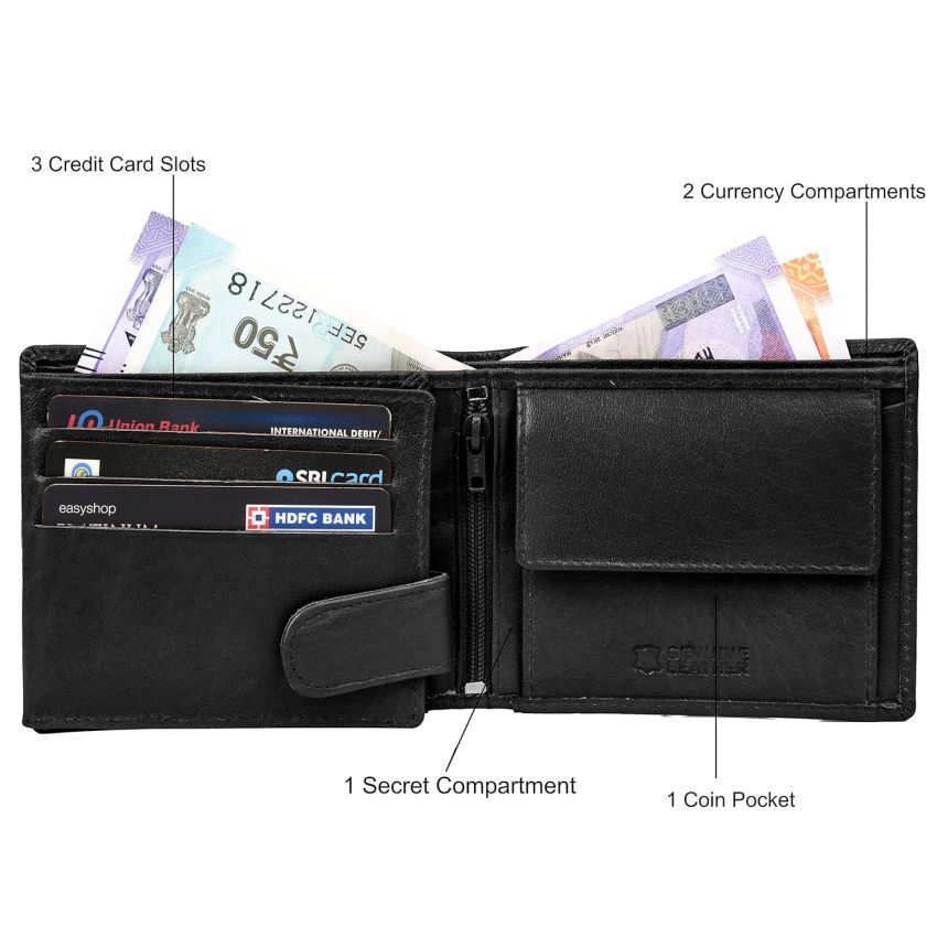 URBAN FOREST Oliver Aniline Black Leather Wallet for Men