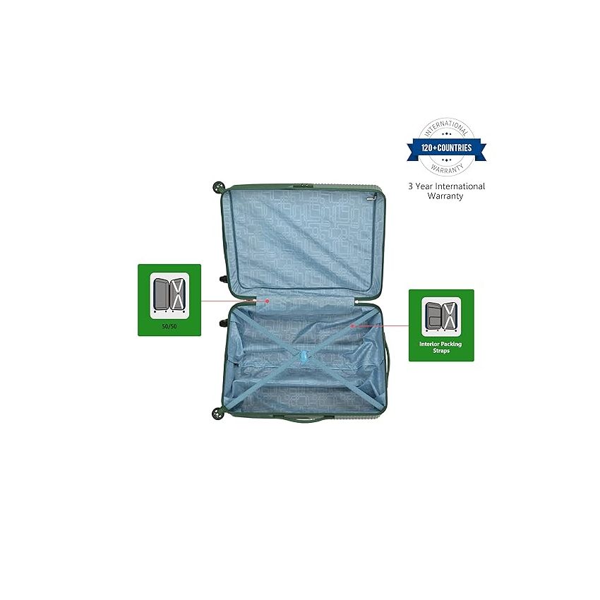 American Tourister Georgia 69 cms Medium Check-in Polycarbonate Hard-Sided 4 Spinner Wheels Luggage/Suitcase/Trolley Bag (Forest Green)