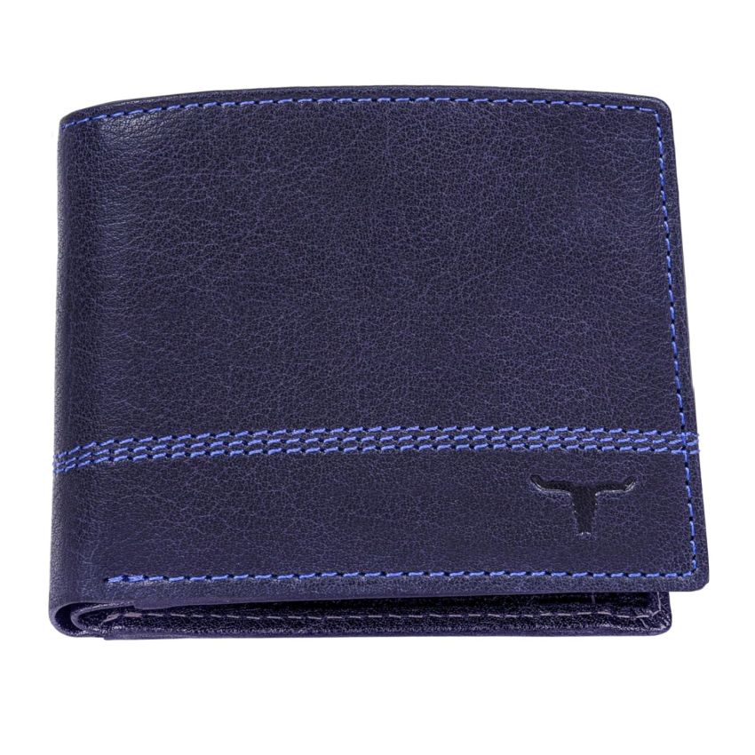 URBAN FOREST Oliver Blue Leather Wallet for Men, 6 Card Slot