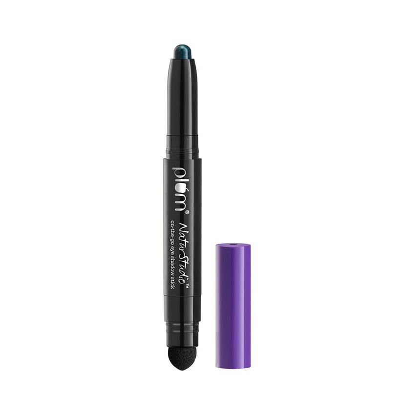 Plum NaturStudio on-the-go Eyeshadow Stick | Waterproof & Crease-proof | Highly Pigmented | With Smudger | Metallic Finish | 124 Forest Fling