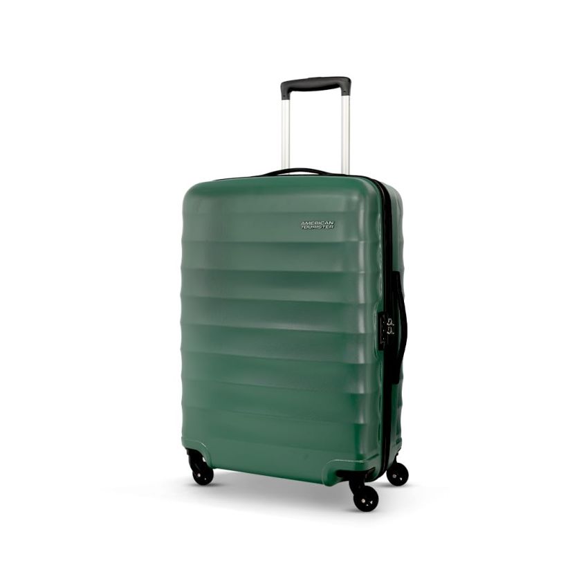 American Tourister Barcelona 69 cms Medium Hardside Check-in Suitcase with a Multi-Stage Telescopic Trolly & Pack Smart Interiors - Forest Green