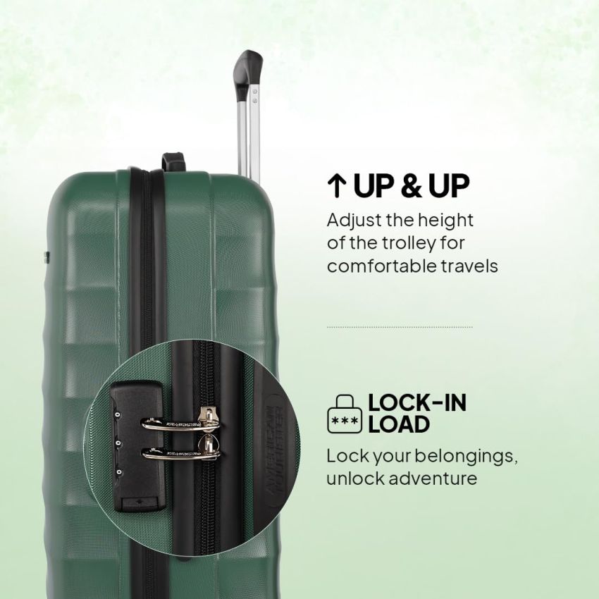 American Tourister Barcelona 69 cms Medium Hardside Check-in Suitcase with a Multi-Stage Telescopic Trolly & Pack Smart Interiors - Forest Green