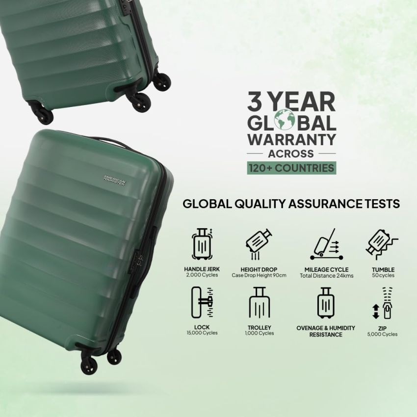 American Tourister Barcelona 69 cms Medium Hardside Check-in Suitcase with a Multi-Stage Telescopic Trolly & Pack Smart Interiors - Forest Green
