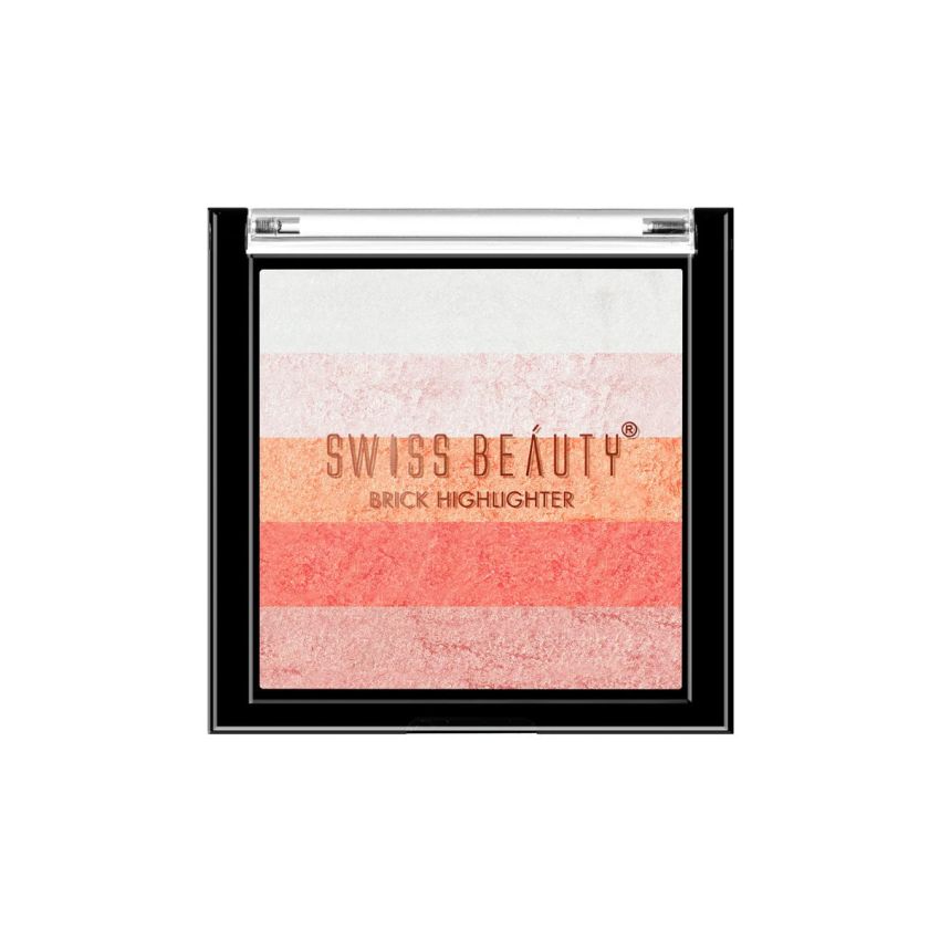 Swiss Beauty Brick Highlighter | Highly-Pigmented Powder Highlighter + Bronzer With Easy-To-Blend Formula | Shade- 2, 7G |