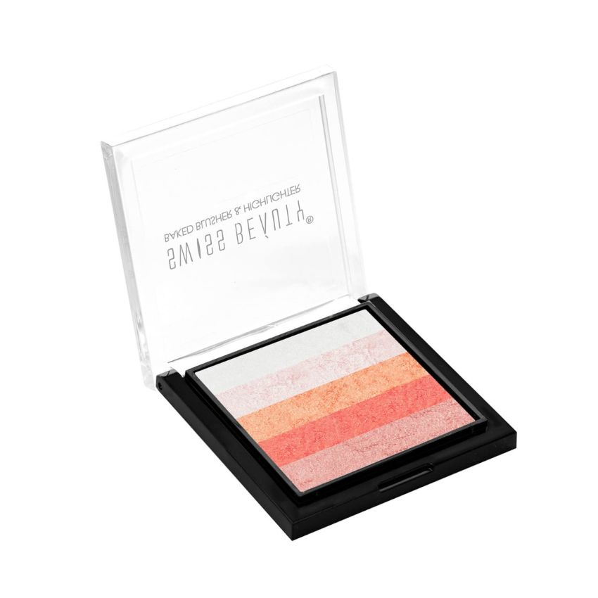 Swiss Beauty Brick Highlighter | Highly-Pigmented Powder Highlighter + Bronzer With Easy-To-Blend Formula | Shade- 2, 7G |