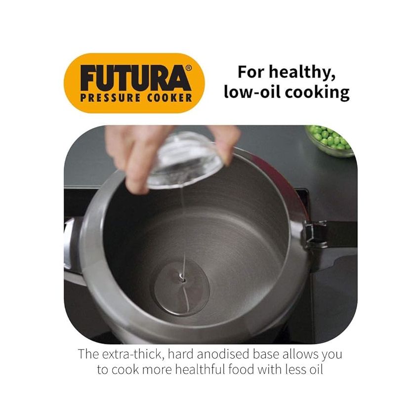 Hawkins Futura 3 Litre Pressure Cooker, Hard Anodised Inner Lid Pressure Cooker, Pan Cooker, Black (FP30)