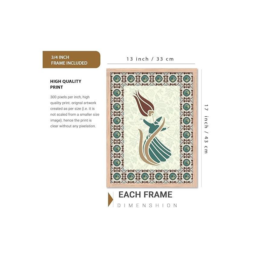 kotart - Traditional Set Of 6 (Art 9, (13X17 inch), Framed)