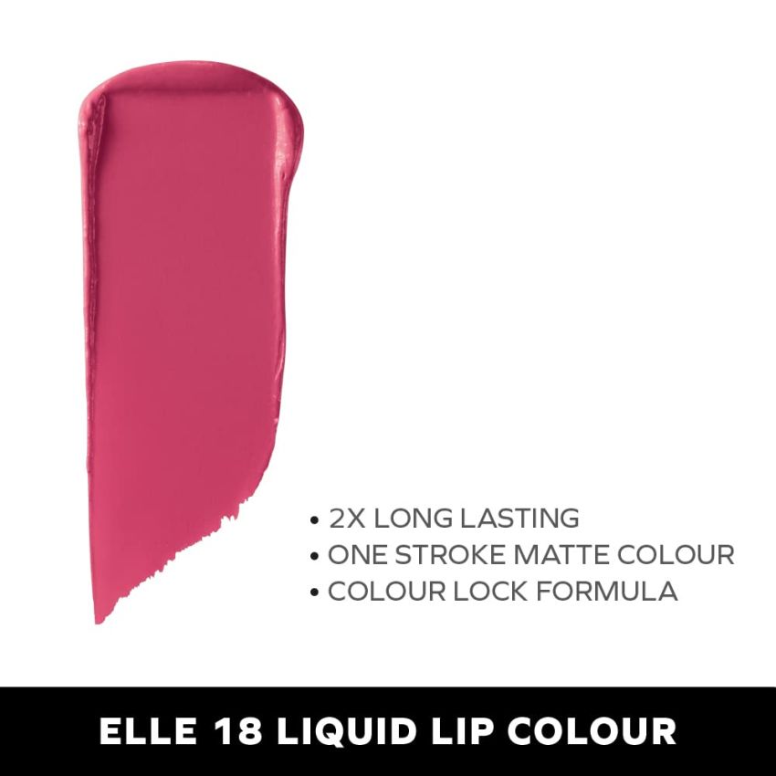 LAKMÉ Elle18 Liquid Lip Color Pink Rose 5.6Ml, Matte Finish