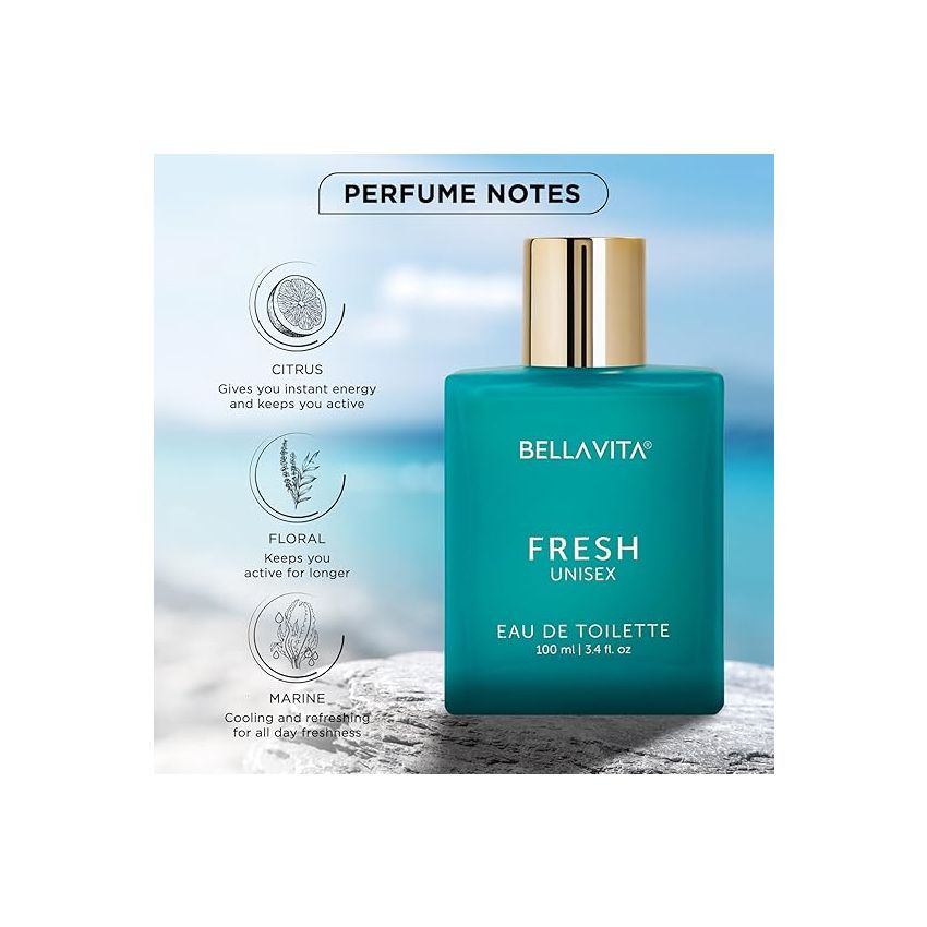 Bella Vita Luxury FRESH Unisex Eau De Toilette Perfume with Bergamot, Lavender,Ylang Ylang|Premium, Long Lasting Fresh Fragrance for Men & Women, 100ML