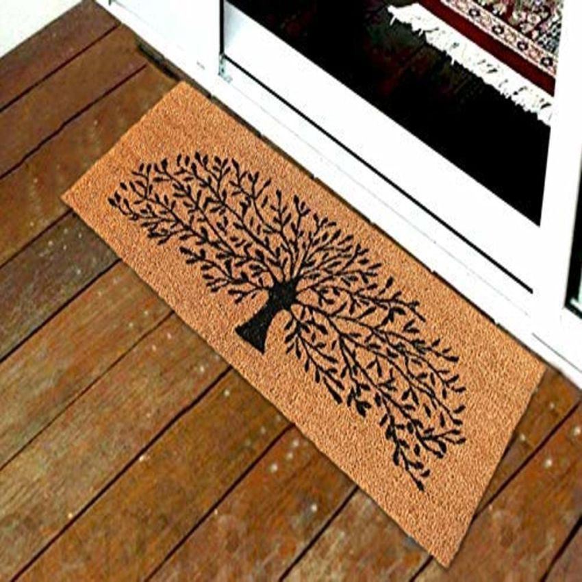Onlymat Coco Coir Door Mats for Home Entrance & Office, Thick Non Slip PVC Back Front Doormat for Indoor Outdoor Patio (120cm x 40cm, Black & Beige)