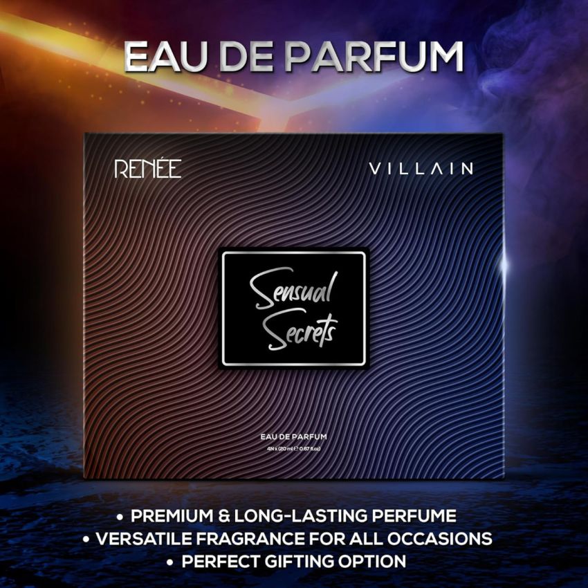RENEE x VILLAIN Perfume For Men And Women, Sensual Secrets Unisex Eau De Parfum - Luxury Long Lasting EDP Fragrance Scent, Perfect for Gifting, Wedding, Special Occasions - Pack of 4
