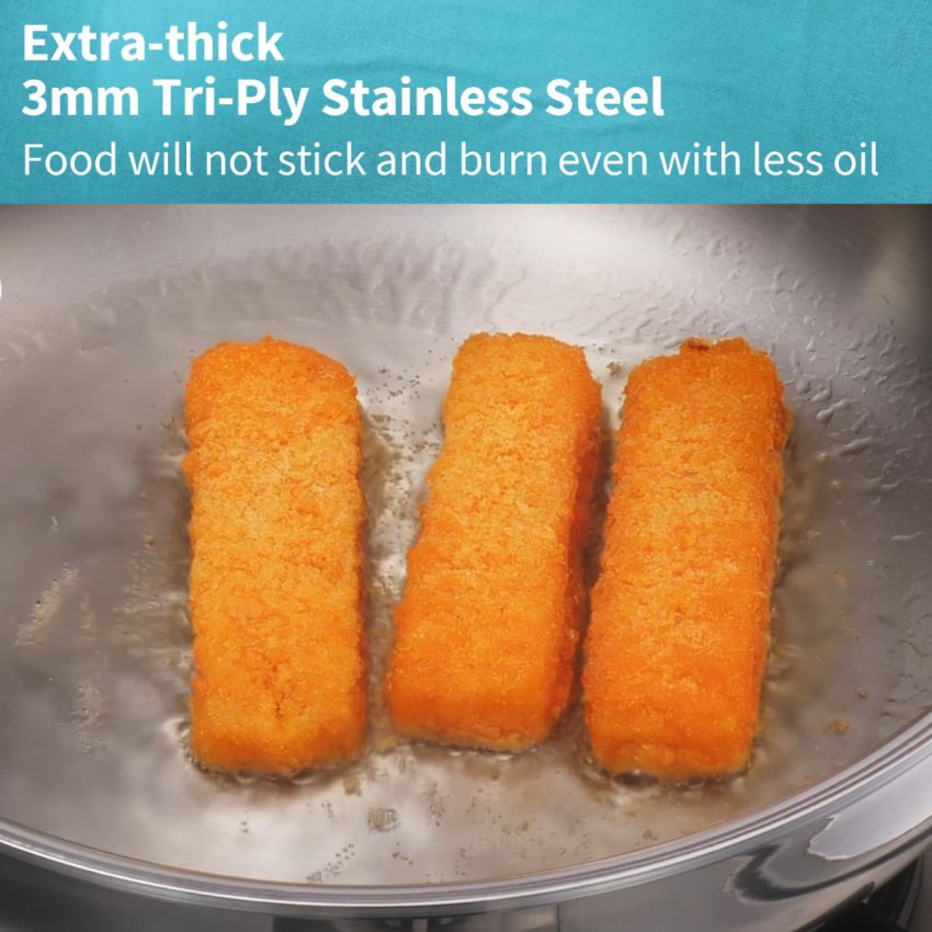 Hawkins Pro 22 cm Frying Pan, Triply Stainless Steel Fry Pan with Stainless Steel Handle, Silver (PSF22)