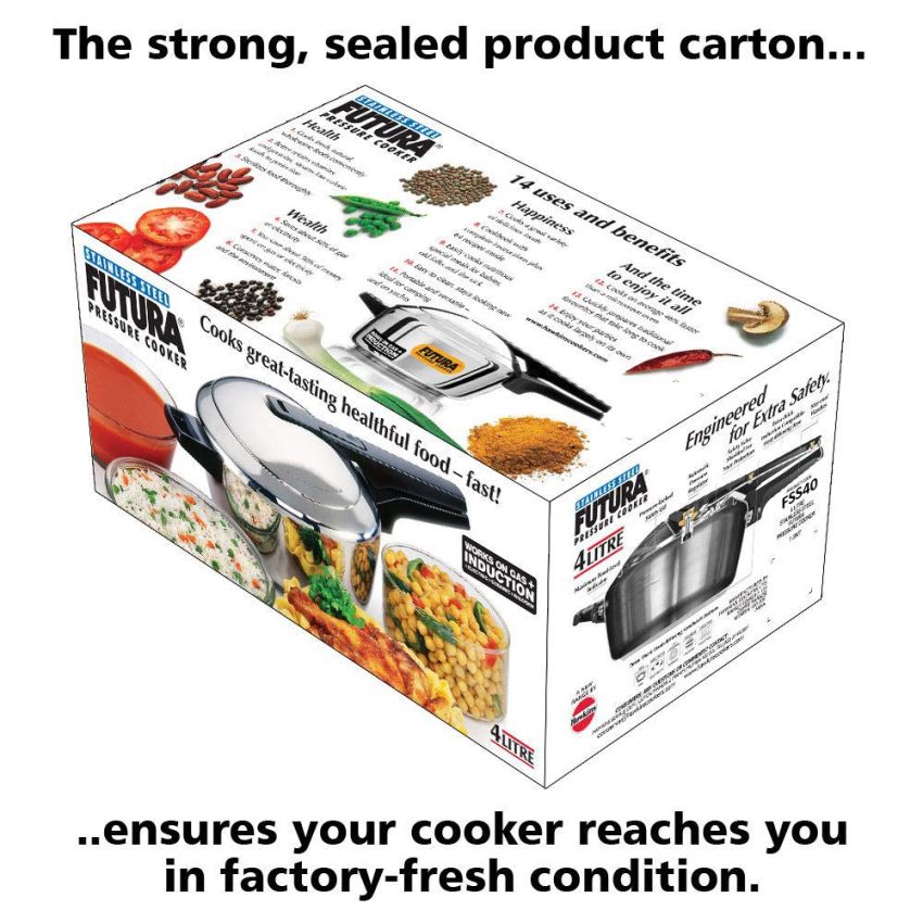 Futura Stainless Steel 4L Pressure Cooker Induction Compatible