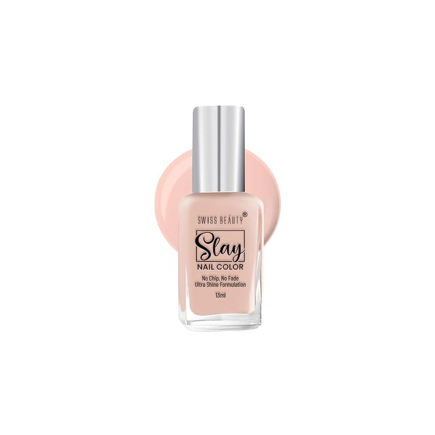 Swiss Beauty Slay Nail Color | Glossy Finish, Long Lasting Nail Paint| Chip resistant, Quick drying Nail Polish | Shade- French Toast, 25Ml