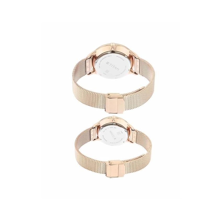 Titan Quartz Multifunction White Dial Stainless Steel Strap Watch for Couple-NS9400394203WM01P/NT9400394203WM01