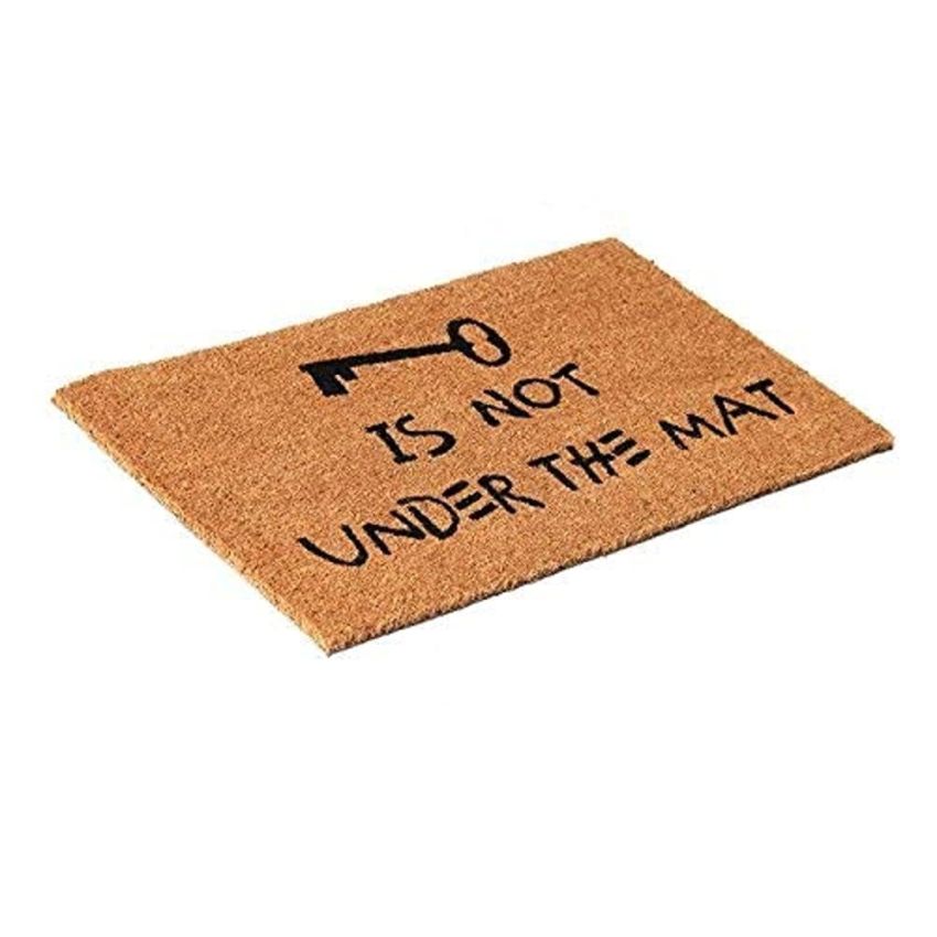 Onlymat Funny Quote Printed Multipurpose Anti-Slip Doormat (Black, Brown) Rectangular Shaped Entryway Rug Natural Coir Material with PVC Backing for Outdoor, Entrance, Home (75 x 45cm)