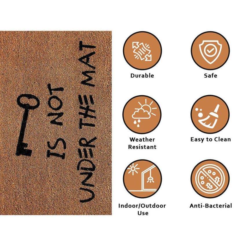 Onlymat Funny Quote Printed Multipurpose Anti-Slip Doormat (Black, Brown) Rectangular Shaped Entryway Rug Natural Coir Material with PVC Backing for Outdoor, Entrance, Home (75 x 45cm)