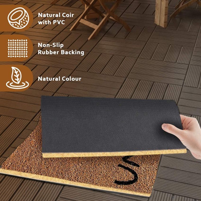 Onlymat Funny Quote Printed Multipurpose Anti-Slip Doormat (Black, Brown) Rectangular Shaped Entryway Rug Natural Coir Material with PVC Backing for Outdoor, Entrance, Home (75 x 45cm)