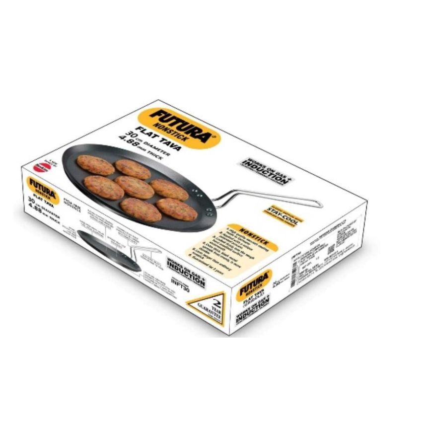 Hawkins Futura Induction Compatible Nonstick Flat Tava 30 cm, 4.88 mm (Black)