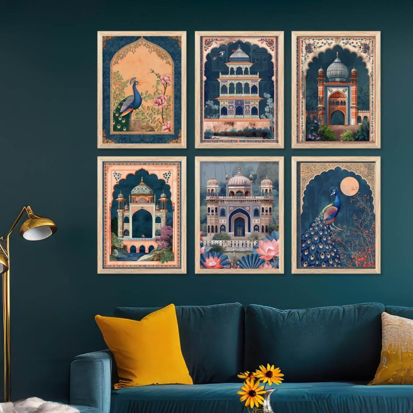 kotart Pichwai Art Paintings with Frame for Home Decoration - Traditional Framed Painting for Living Room Bedroom Office Decor - Painting for Wall Decoration - (10X13 INCH, G)