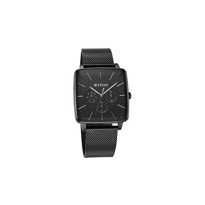 Titan Avant Garde Black Dial Quartz Multifunction Stainless Steel Strap Watch for Men-90147NM01/NT90147NM01