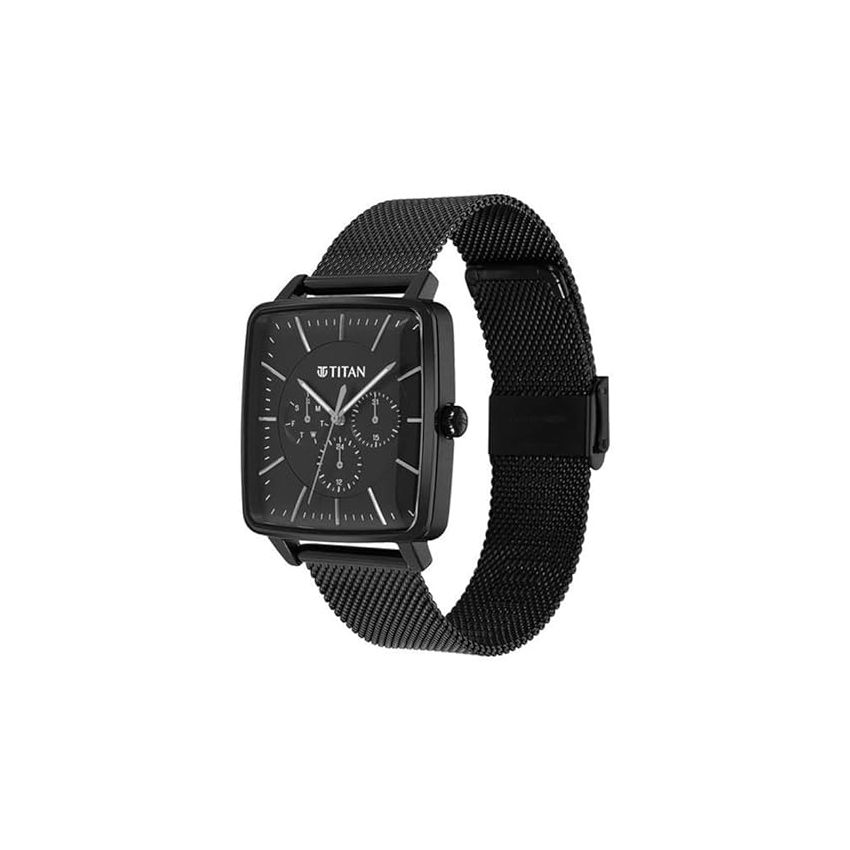 Titan Avant Garde Black Dial Quartz Multifunction Stainless Steel Strap Watch for Men-90147NM01/NT90147NM01