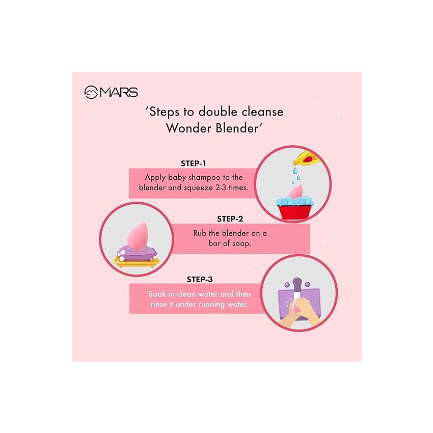 MARS Wonder Beauty Blender For Face Makeup | Pink Face Sponge Puff With Easy Hold | Gentle on Skin (3.0 gm)