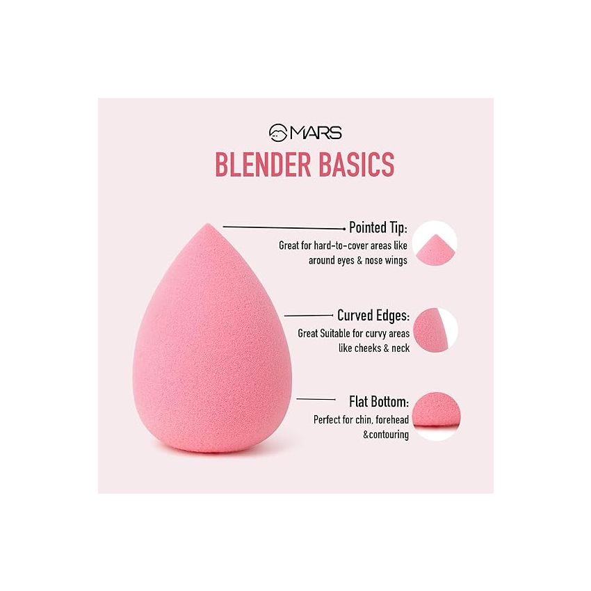 MARS Wonder Beauty Blender For Face Makeup | Pink Face Sponge Puff With Easy Hold | Gentle on Skin (3.0 gm)