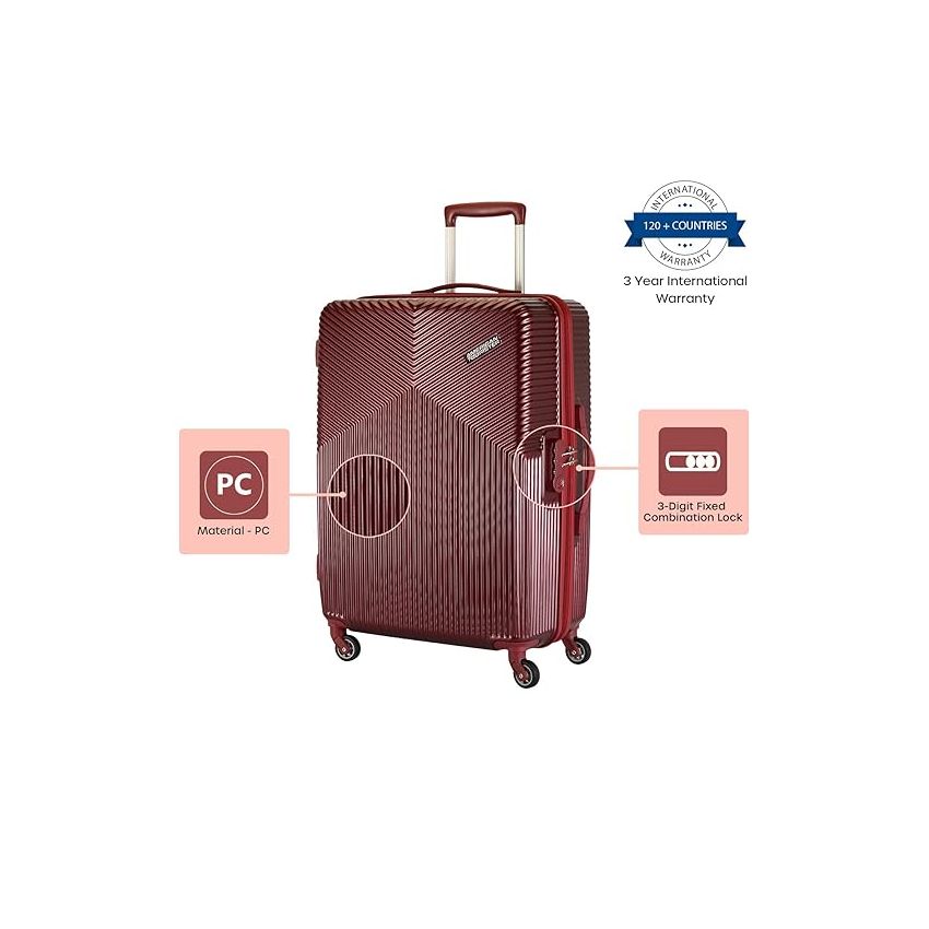 American Tourister Georgia Spinner Polycarbonate (Pc) 55 Cm Small Red Cabin Hard 4 Wheel Suitcase/Trolley Bag