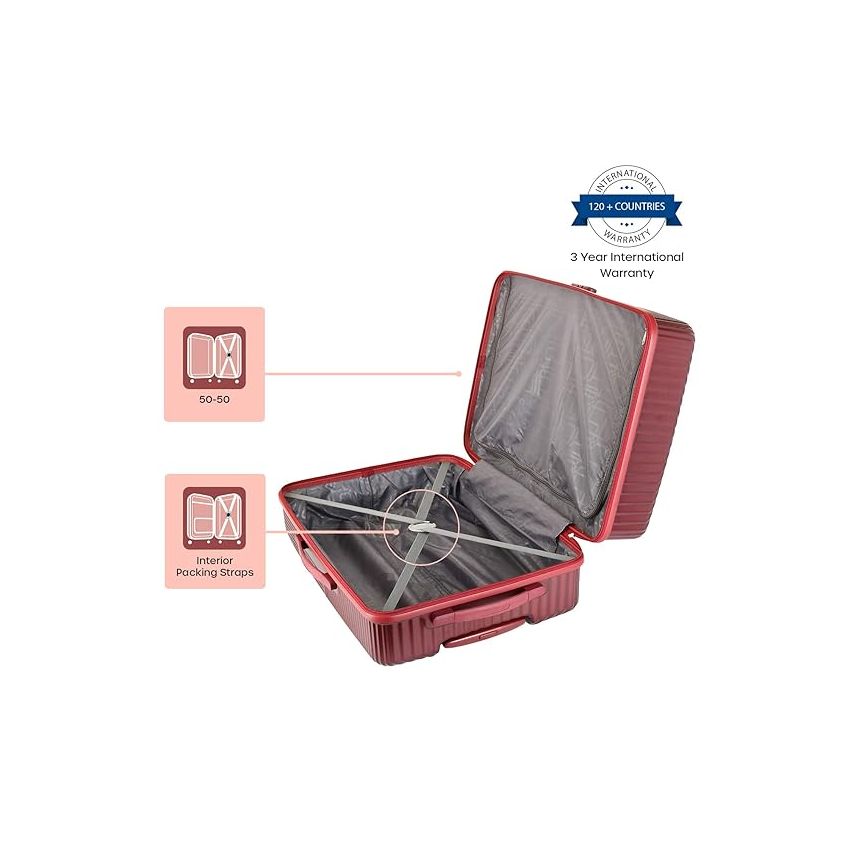 American Tourister Georgia Spinner Polycarbonate (Pc) 55 Cm Small Red Cabin Hard 4 Wheel Suitcase/Trolley Bag