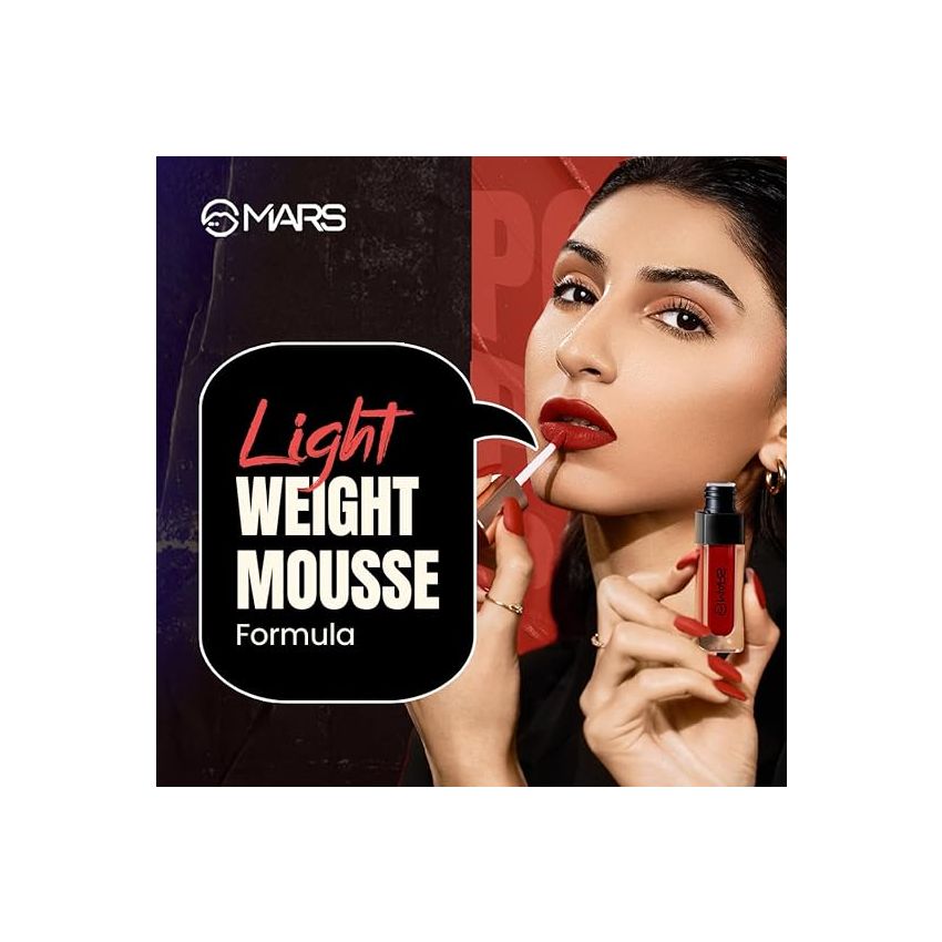 MARS Popstar Non-Drying Liquid Mousse Lipstick for Women with Matte Finish | Lightweight and Non-Sticky Formula | Up to 12 Hour Long Lasting | Transferproof & Waterproof | 6.0ml | (17-Gilded)