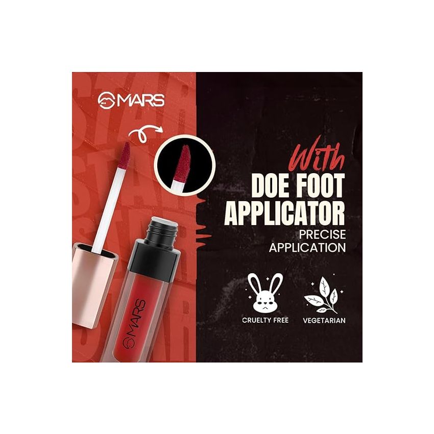 MARS Popstar Non-Drying Liquid Mousse Lipstick for Women with Matte Finish | Lightweight and Non-Sticky Formula | Up to 12 Hour Long Lasting | Transferproof & Waterproof | 6.0ml | (17-Gilded)