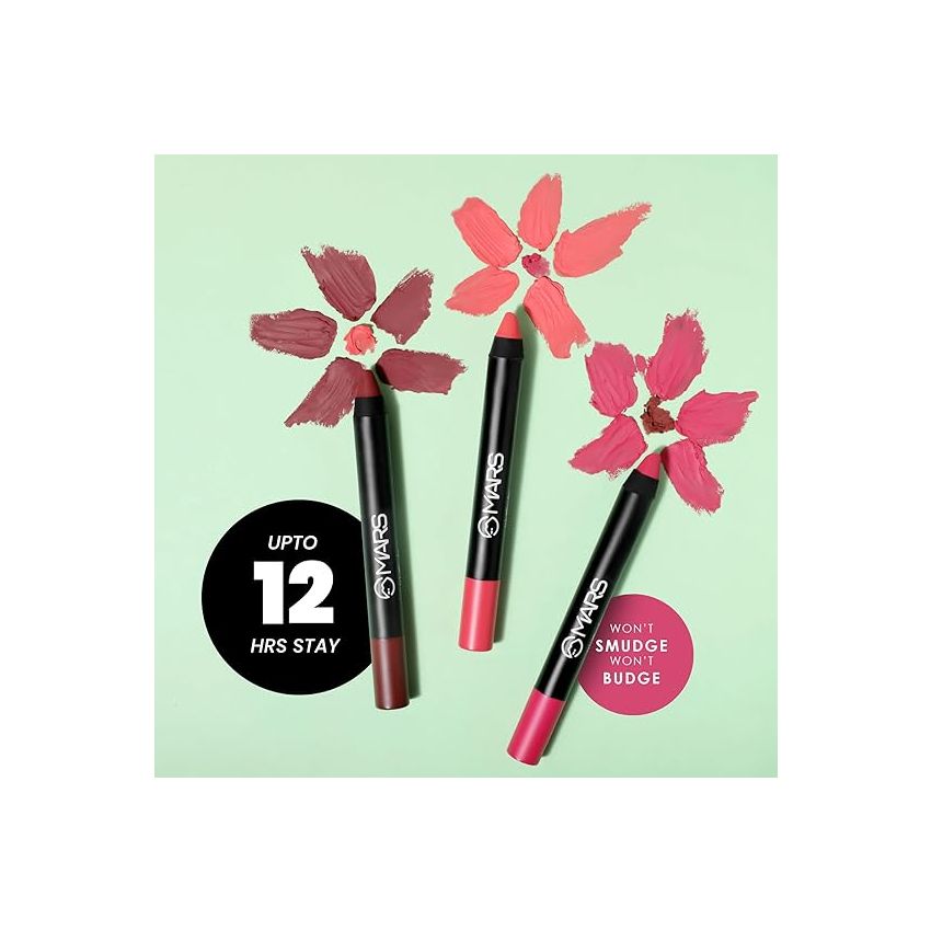 MARS Long Lasting Crayon Lipstick up to 12 Hours Stay | Matte Finish | Waterproof | Won't Smudge Won't Budge Lip Crayon (3.5 gm)