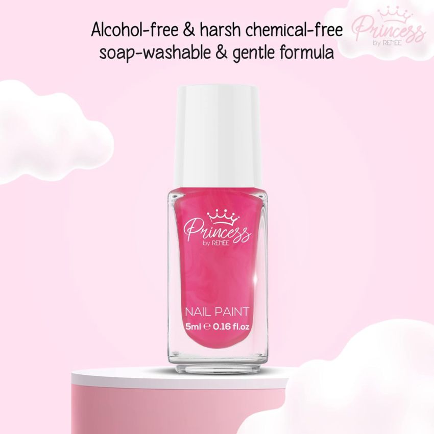 RENEE Princess Bubbles Nail Paint Pink Puzzle 5ml for Pre Teens Girls - Water Based, Gentle Formula, Crafted in Japan, Alcohol & Cruelty Free