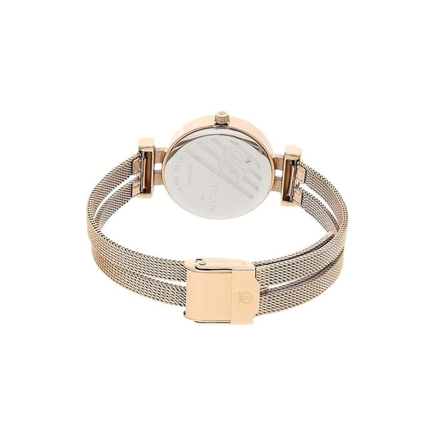 Titan Quartz Analog Rose Gold Dial Stainless Steel Strap Watch for Women-NS9942WM01/NT9942WM01