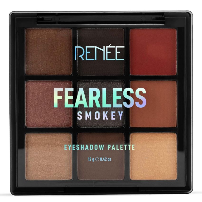 RENEE Fearless Eyeshadow Palettes - Smokey, Highly Pigmented, Shimmery & Matte Vibrant Shades, Silky Texture, Long Lasting, Non-Creasing, Easy-To-Blend & Build Up for Eye-Catching Glamorous Look 12 Gm