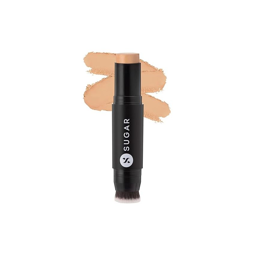 SUGAR Cosmetics Ace Of Face Foundation Stick with In-Built Brush | Lasts 24hrs | Waterproof & Full Coverage | Panstick | 12gm - 42 Glace (Medium Beige, Golden Undertone)