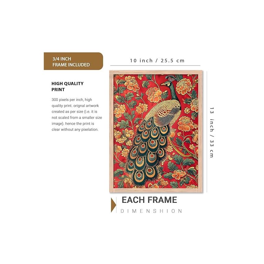 kotart Traditional Indian Pichwai Wall Art Poster With Frame Wall Decor Paintings | Traditional Wall Piaintings For Office Home Decor Wall Frame With Glass - (10x13 inch, H)