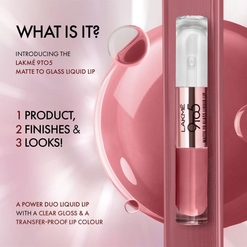 Lakme 9 To 5 Matte To Glass Liquid Lip