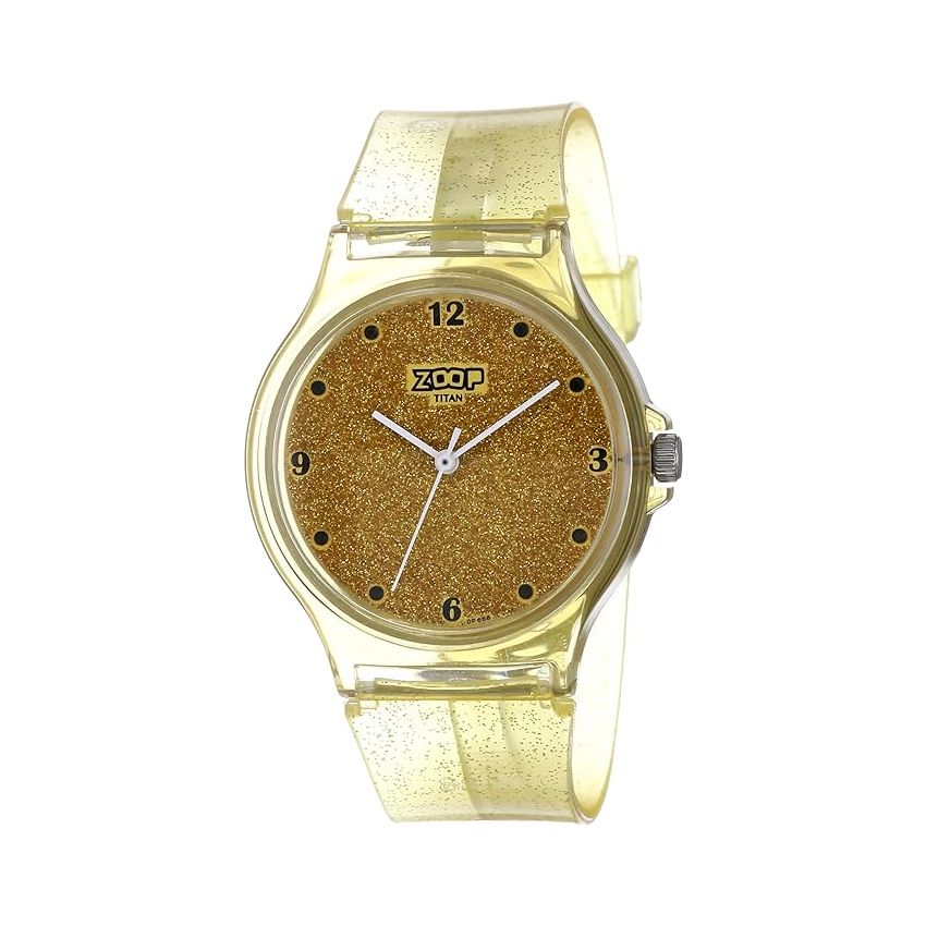 Zoop by Titan Glitter Quartz Analog Yellow Dial Polyurethane Strap Watch for Kids-26030PP01W