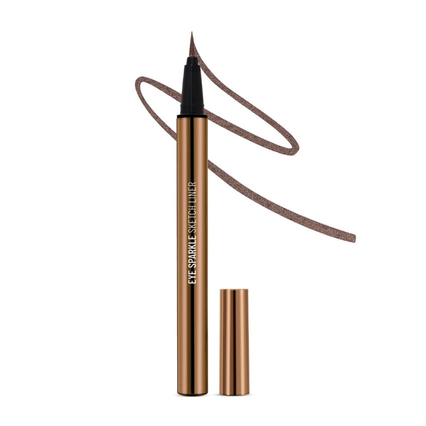 SWISS BEAUTY Pencil Eye Sparkle Sketch Eye Liner | Smudge-Proof, Waterproof Eye Makeup With Glittery Effect | Precision Application| Quick Dry | Shade- Glitter Brown,0.6G