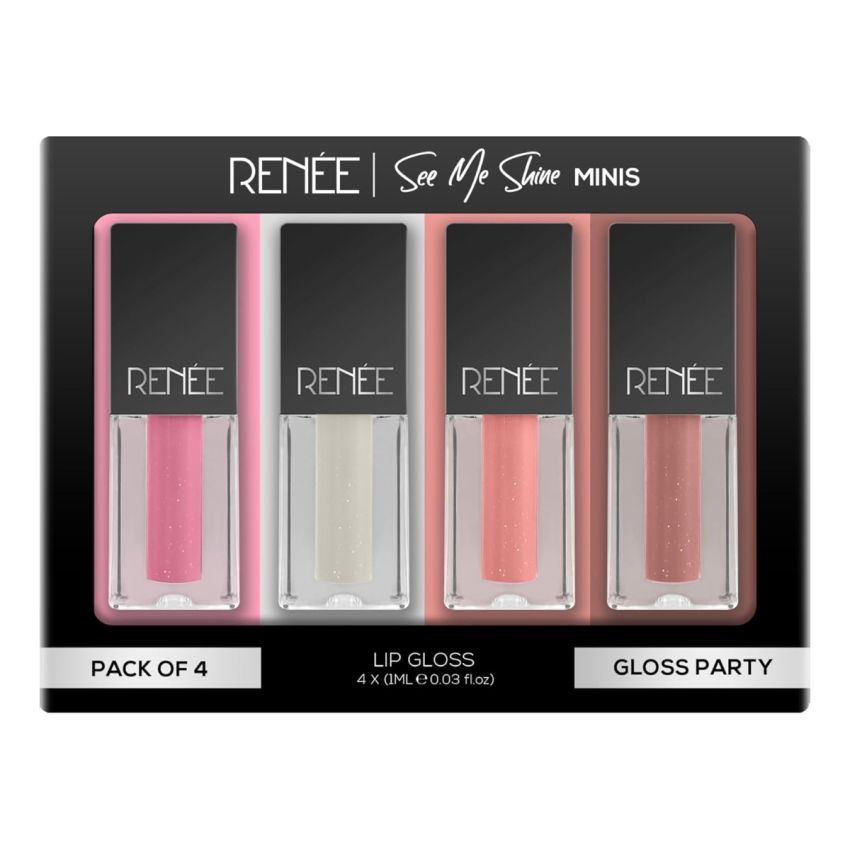 RENEE See Me Shine Minis Gloss Party Lip Gloss Combo 1ml Each, Non Sticky & Non Drying Formula, Long Lasting Moisturizing Effect, Compact and Easy to Carry