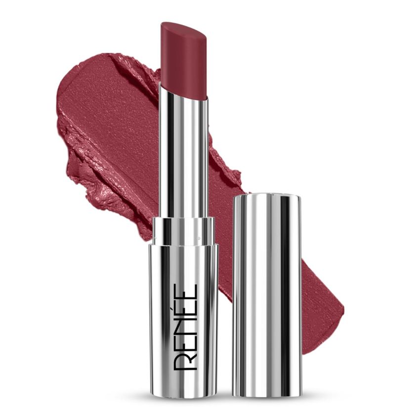 RENEE Crush Glossy Lipstick Besos 4gm, Non-drying, Highly Pigmented, Intense Moisturizing, Soft Texture, Lightweight, One Swipe Formula | Enriched With Jojoba Oil, Cocoa & Shea Butter
