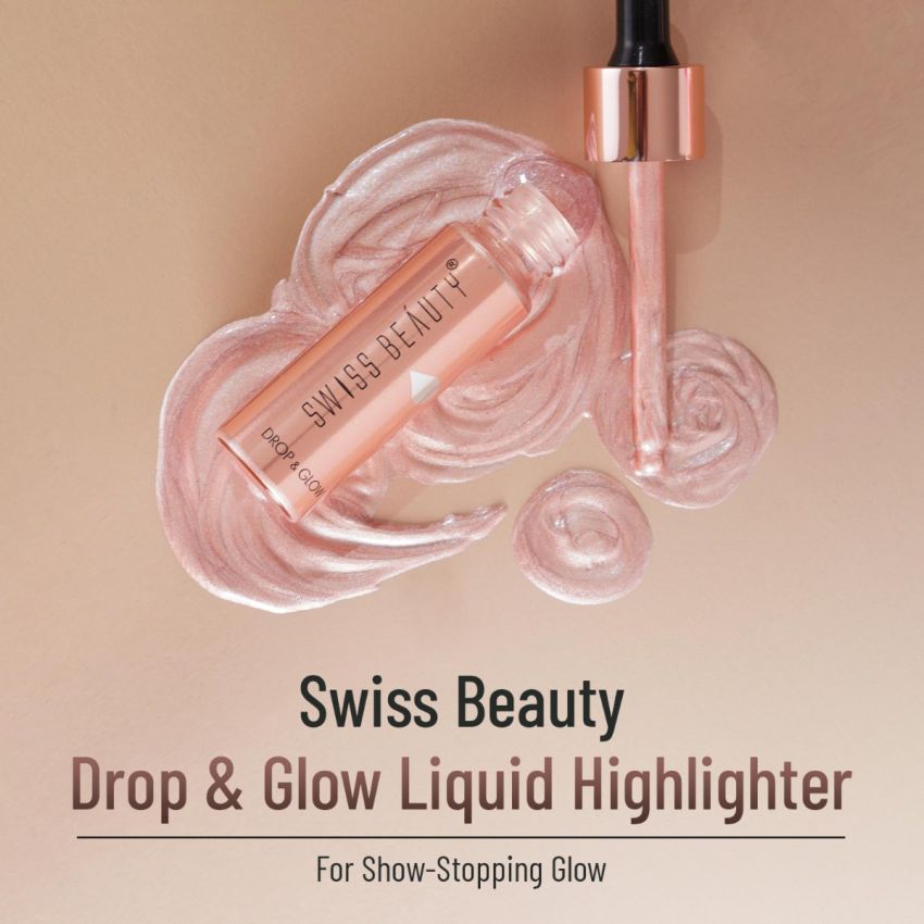 Swiss Beauty Drop & Glow Liquid Highlighter For Face Makeup | Illuminating Liquid Highlighter With Dewy Finish | Shade -Gold, 18ml