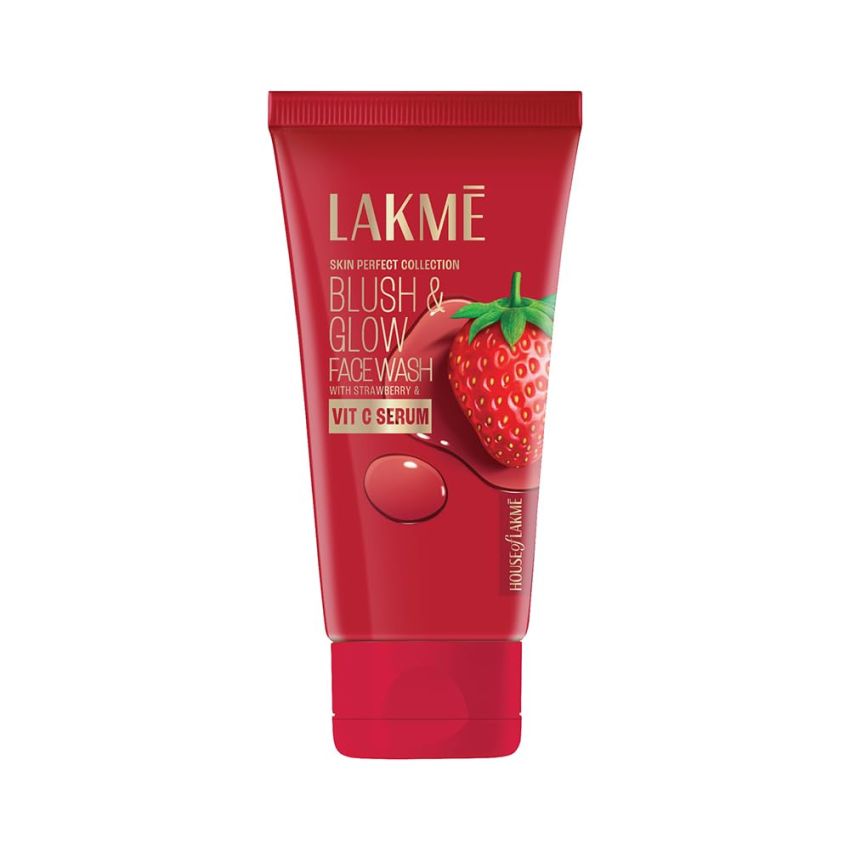 Lakme Blush & Glow Hydrating Strawberry Facewash, with Vitamin C Serum